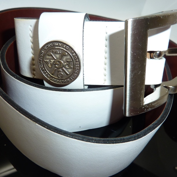 YRI PGA GOLF CLUB YRI WHITE MADE IN USA Leather Mens Belt Sz. 38/95 - Picture 2 of 7